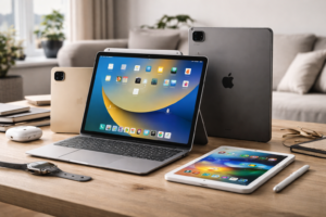 Flera olika iPad på ett skrivbord