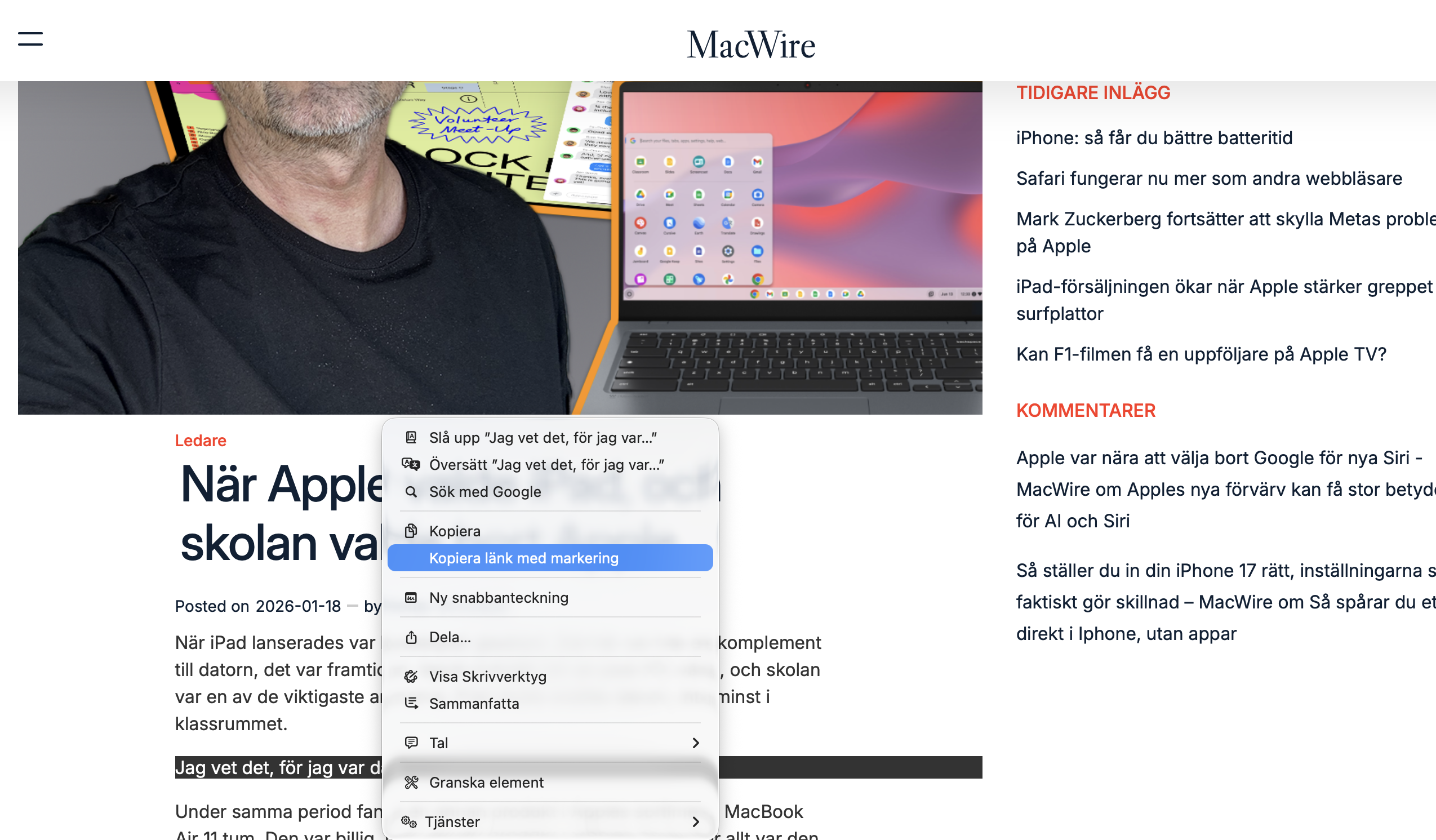 Skicka länk direkt till text