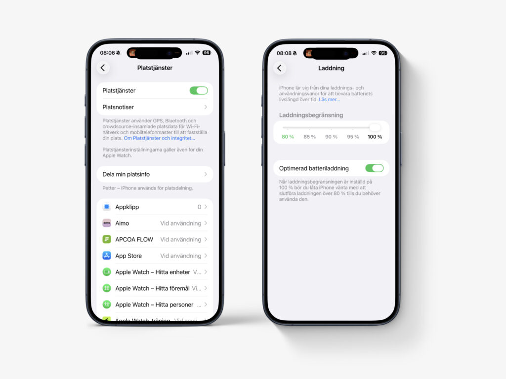 Platstjänster och laddning