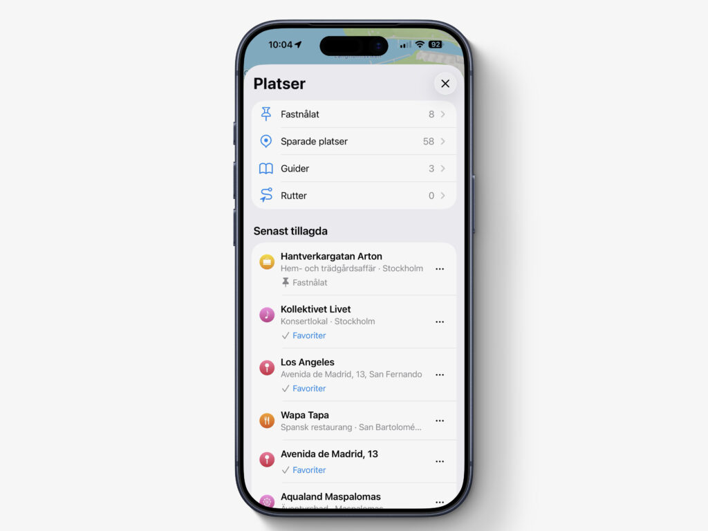 Platser i iOS