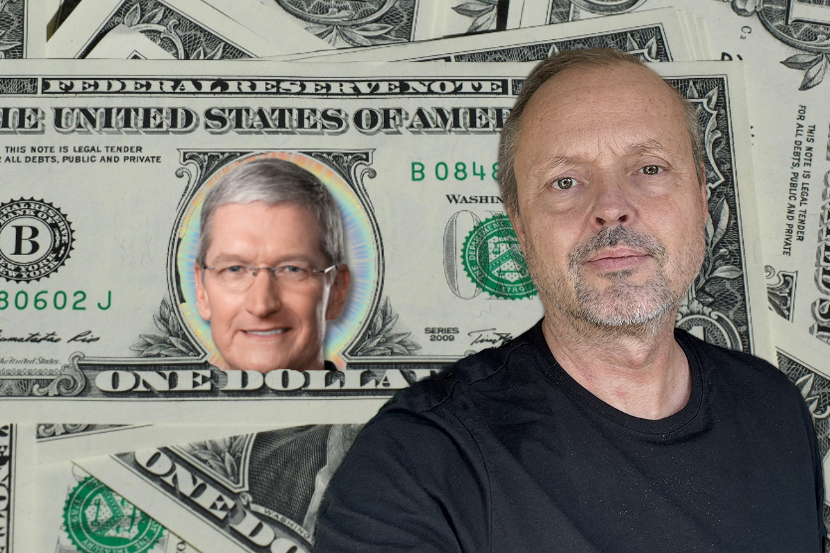 Petter fram Tim Cook omgiven av dollar